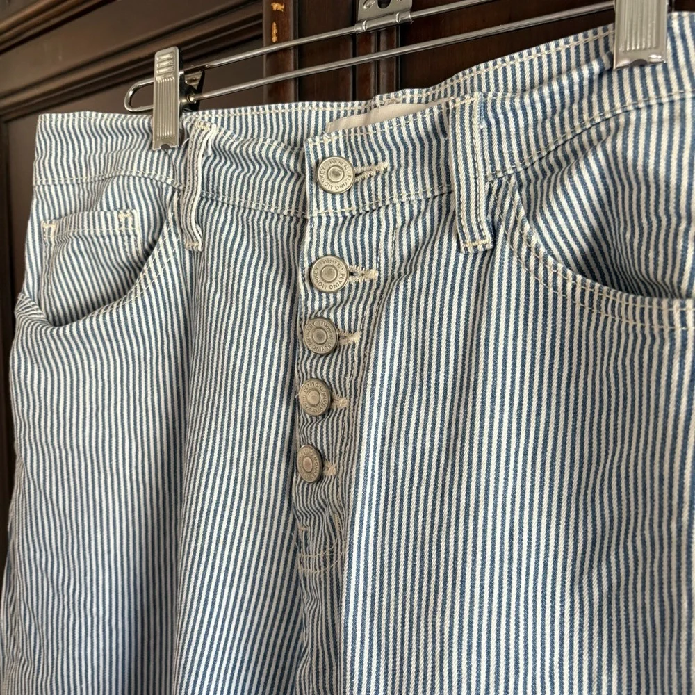 Flying Monkey Wide Leg Railroad Striped Cropped Jeans size 29 - Picture 2 of 5